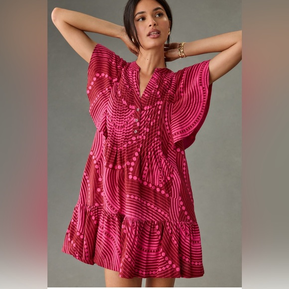 Pink Ruffled Mini Dress - Picture 3 of 4